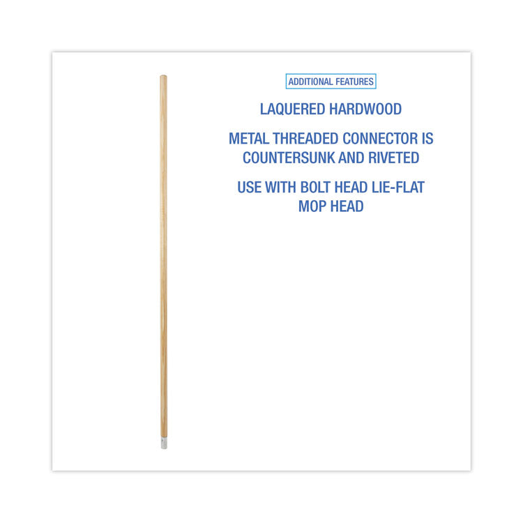 Lie-Flat Screw-In Mop Handle, 1.13" dia x 54", Natural
