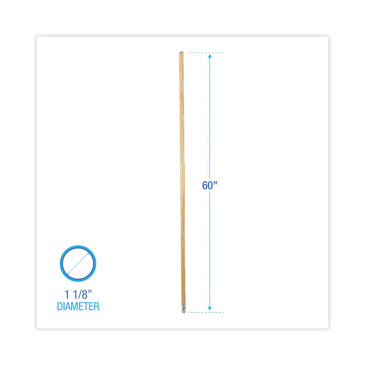 Lie-Flat Screw-In Mop Handle, 1.13" dia x 60", Natural
