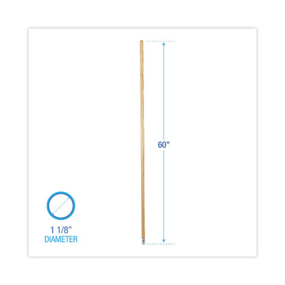 Lie-Flat Screw-In Mop Handle, 1.13" dia x 60", Natural
