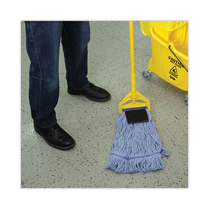 Mop Head, Loop-End, Cotton with Scrub Pad, Medium, 12/Carton