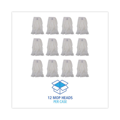 Mop Head, Looped, Enviro Clean With Tailband, Cotton/Synthetic, Medium, White, 12/Carton