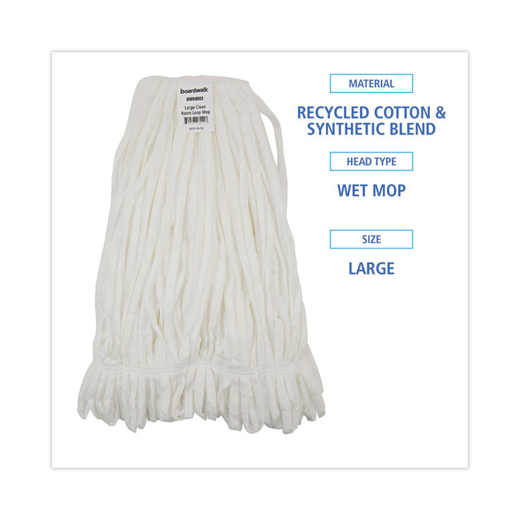 Mop Head, Looped, Enviro Clean With Tailband, Cotton/Synthetic, Large, White, 12/Carton