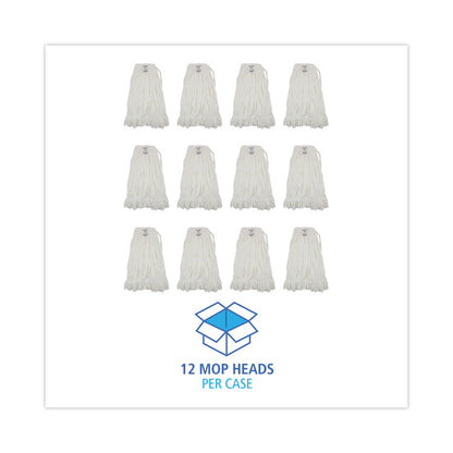 Mop Head, Looped, Enviro Clean With Tailband, Cotton/Synthetic, Large, White, 12/Carton