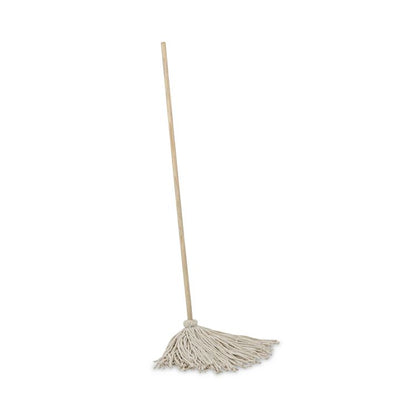 Cotton Deck Mop, #24 White Cotton Head, 50" Wood Handle, 6/Carton
