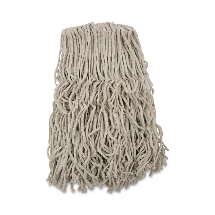 Banded Cotton Mop Heads, 24 oz, White, 12/Carton