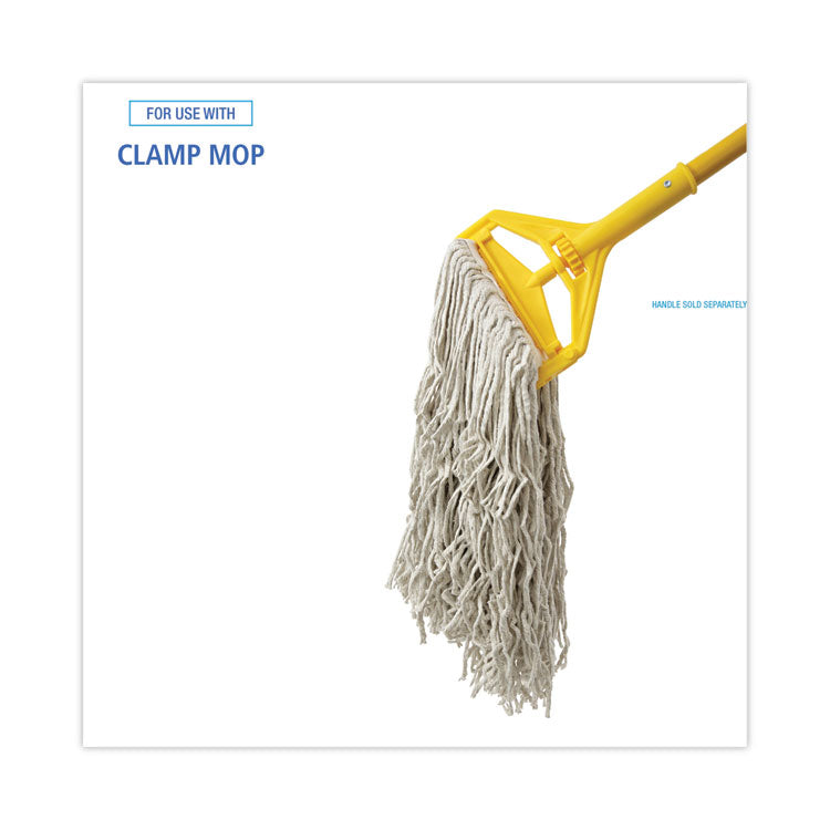 Banded Cotton Mop Heads, 24 oz, White, 12/Carton