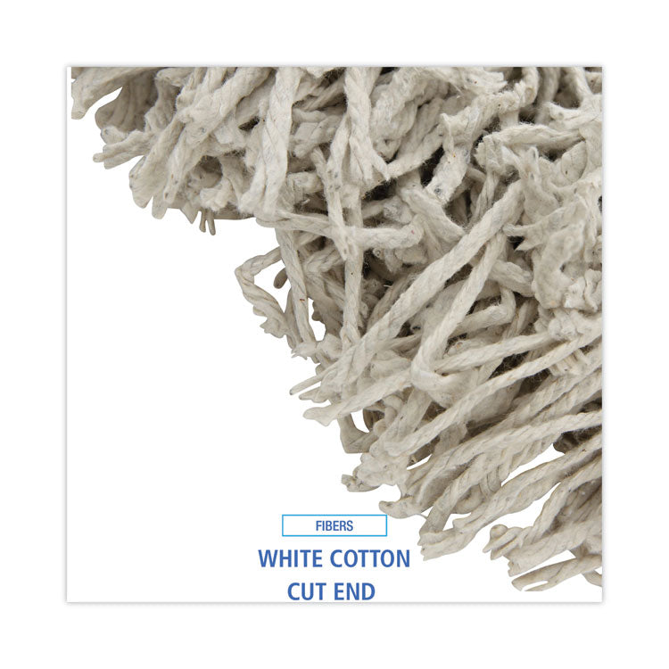 Banded Cotton Mop Heads, 24 oz, White, 12/Carton