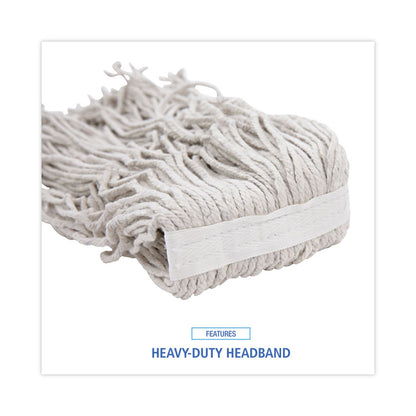 Banded Cotton Mop Heads, 24 oz, White, 12/Carton