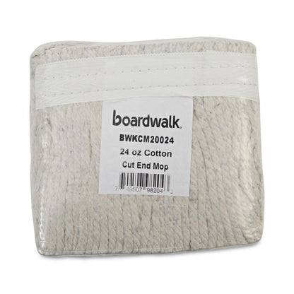 Banded Cotton Mop Heads, 24 oz, White, 12/Carton