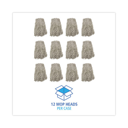 Banded Cotton Mop Heads, 24 oz, White, 12/Carton