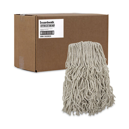 Banded Cotton Mop Heads, 24 oz, White, 12/Carton