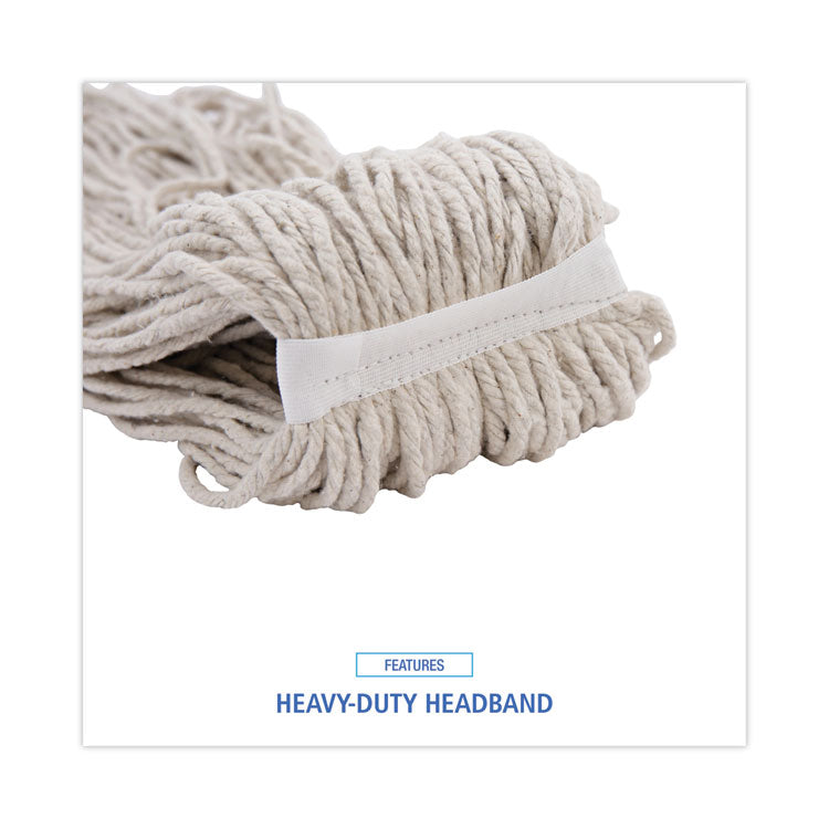 Mop Head, Cotton, Cut-End, White, 4-Ply, 32 oz, 12/Carton