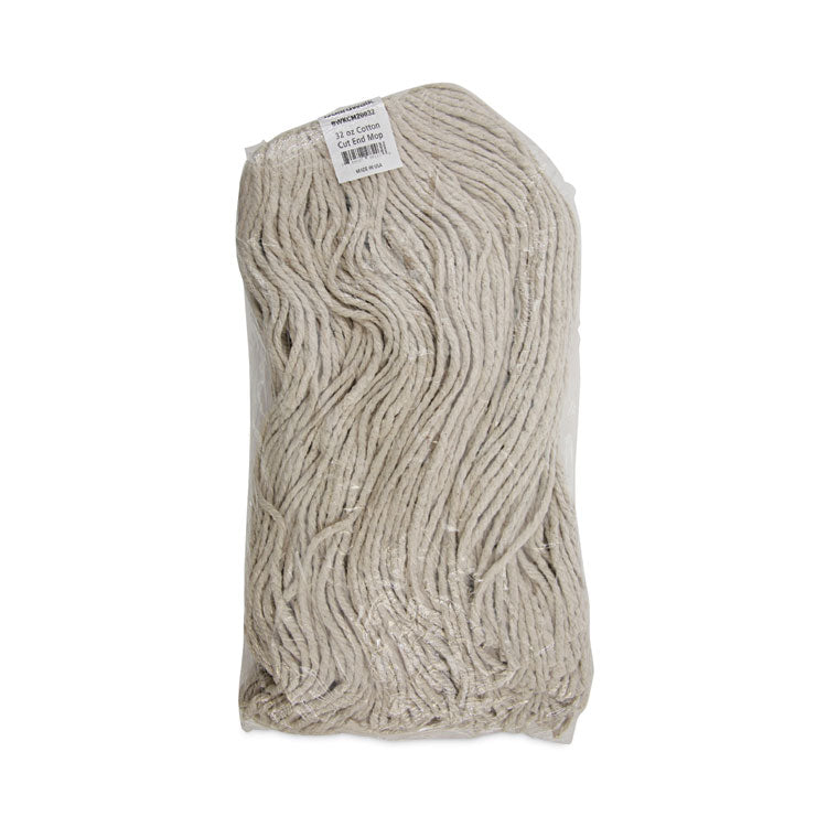 Mop Head, Cotton, Cut-End, White, 4-Ply, 32 oz, 12/Carton
