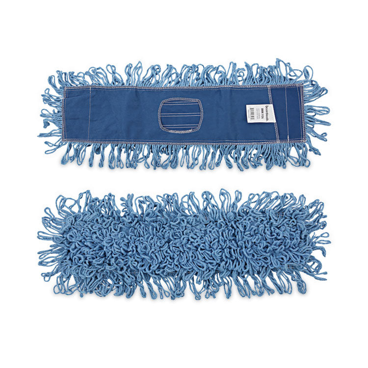 Dry Mopping Kit, 24 x 5 Blue Synthetic Head, 60" Natural Wood/Metal Handle