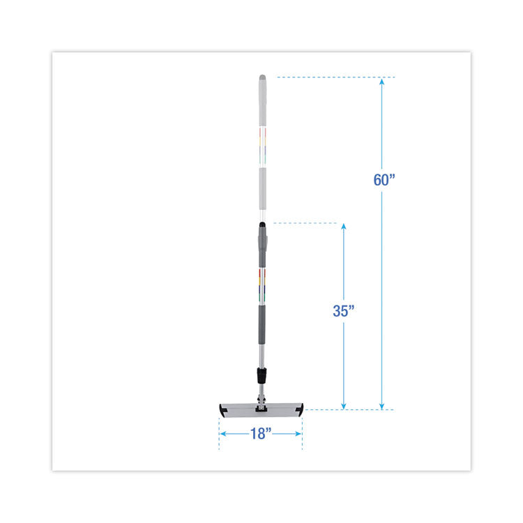 Microfiber Cleaning Kit, 18" Blue/Green Microfiber Head, 35" to 60" Gray Aluminum Handle
