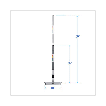 Microfiber Cleaning Kit, 18" Blue/Green Microfiber Head, 35" to 60" Gray Aluminum Handle