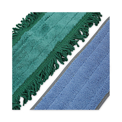 Microfiber Cleaning Kit, 18" Blue/Green Microfiber Head, 35" to 60" Gray Aluminum Handle