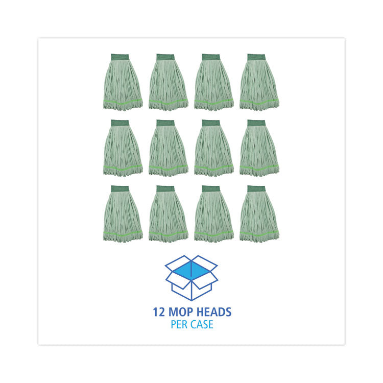Microfiber Looped-End Wet Mop Head, Large, Green, 12/Carton
