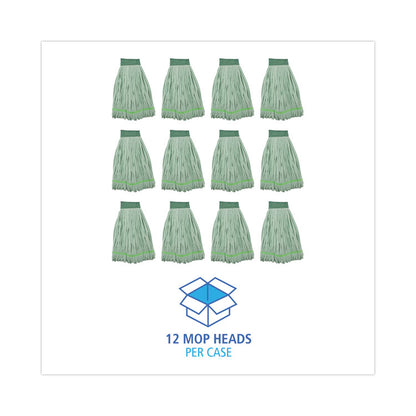 Microfiber Looped-End Wet Mop Head, Large, Green, 12/Carton