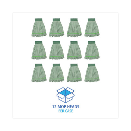 Microfiber Looped-End Wet Mop Heads, Medium, Green, 12/Carton