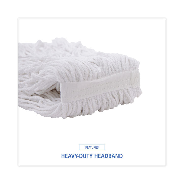 Cut-End Wet Mop Heads, Rayon, White, 12/Carton