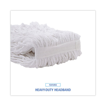 Cut-End Wet Mop Heads, Rayon, White, 12/Carton