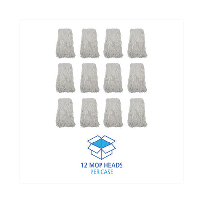 Banded Rayon Cut-End Mop Heads, #24, White, 1.25" Headband, 12/Carton