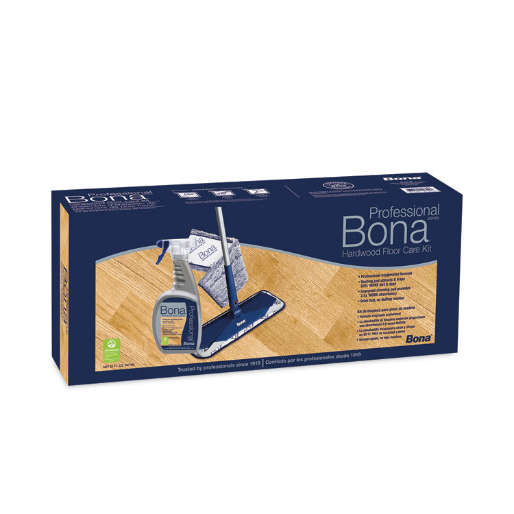 Hardwood Floor Care Kit, 15" Microfiber Head, 52" Blue Steel Handle