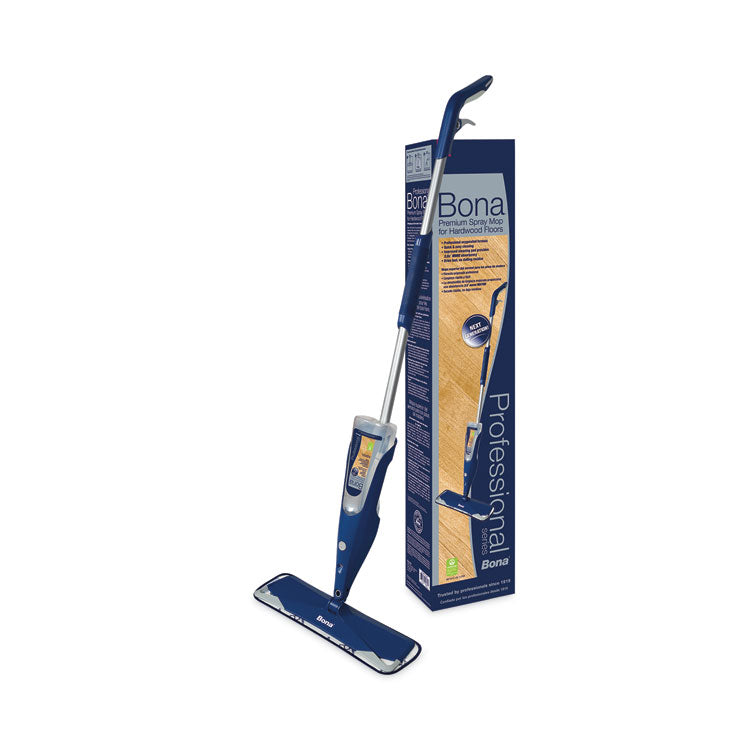 Hardwood Floor Mop, 15" Microfiber Head, 52" Blue Plastic/Steel Handle