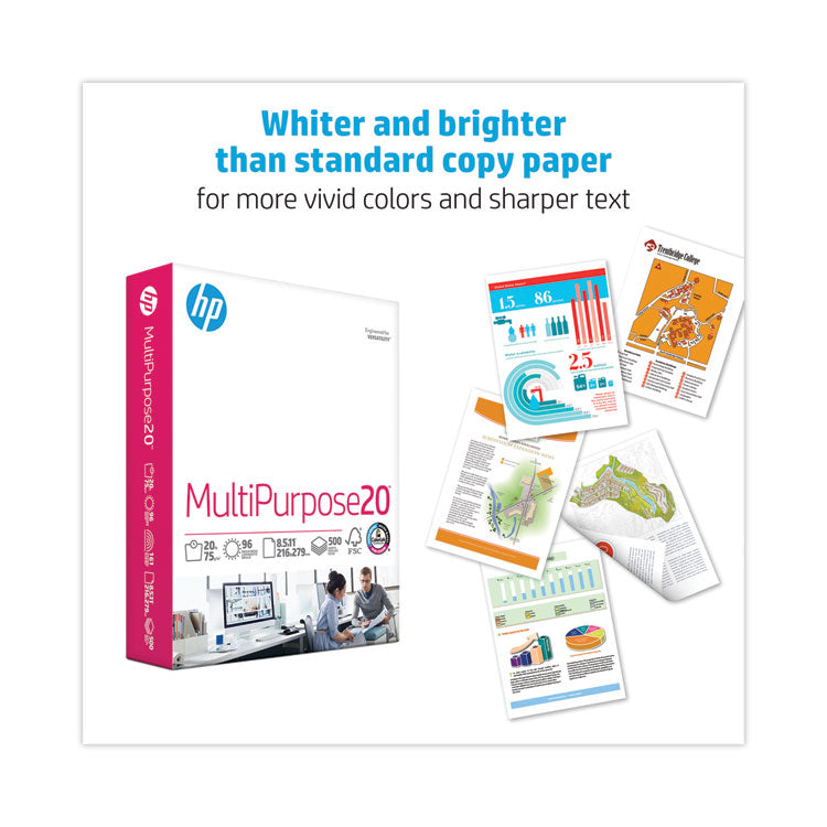 MultiPurpose20 Paper, 96 Bright, 20 lb Bond Weight, 8.5 x 11, White, 500/Ream