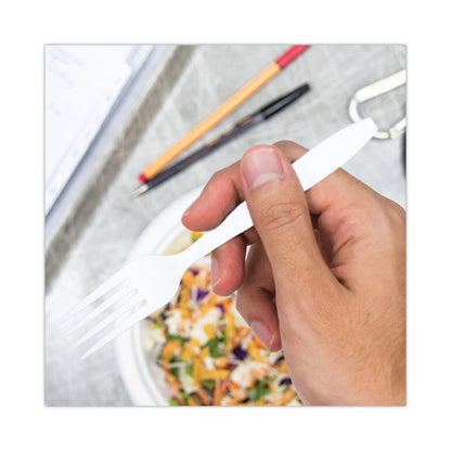 Impress Heavyweight Full-Length Polystyrene Cutlery, Fork, Plastic, White, 1,000/Carton