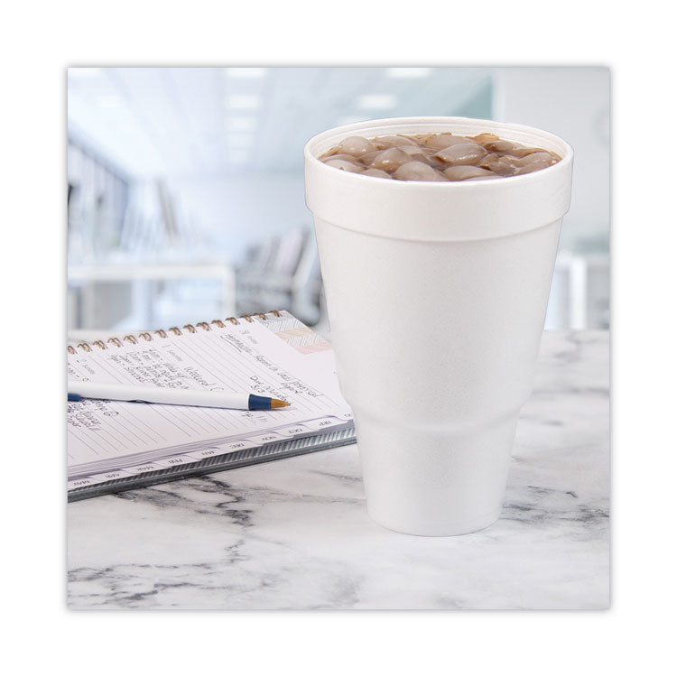 Foam Drink Cups, Tapered Bottom, 32 oz, White, 25/Bag, 20 Bags/Carton