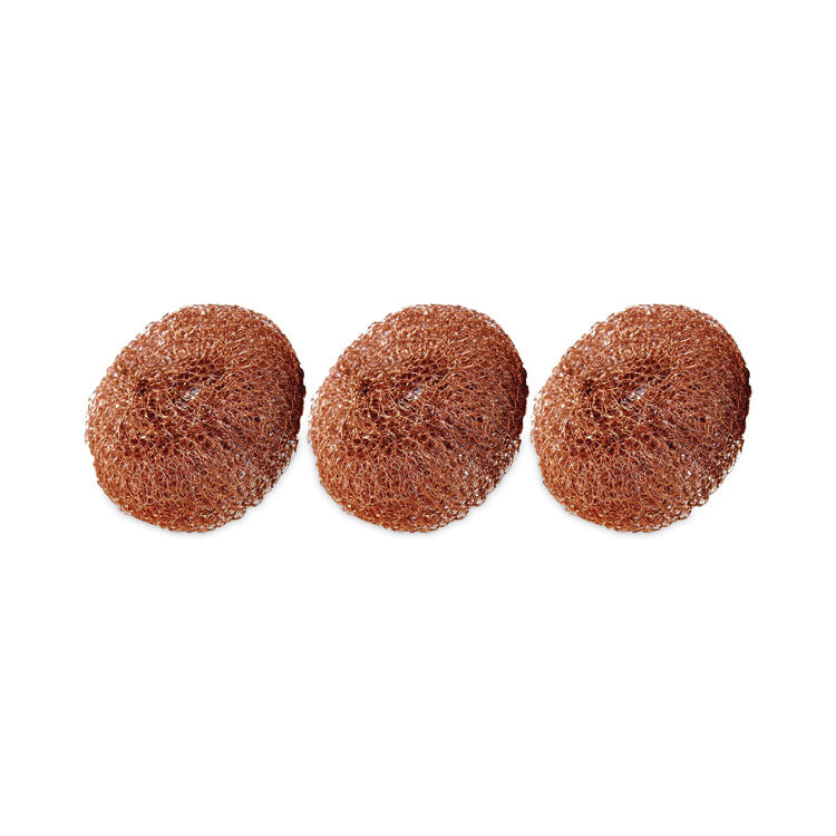 Metal Scrubbing Pads, 2.25 x 2.75, Copper, 3/Pack, 8 Packs/Carton