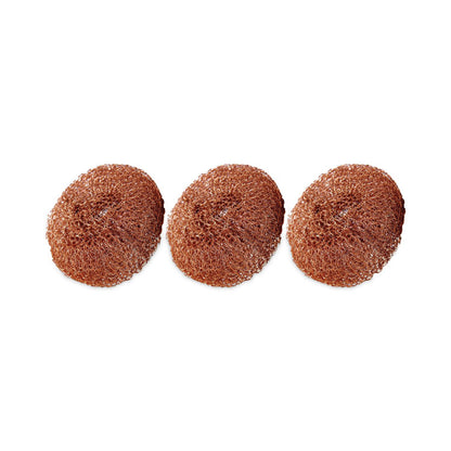 Metal Scrubbing Pads, 2.25 x 2.75, Copper, 3/Pack, 8 Packs/Carton