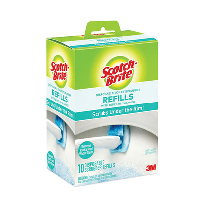 Disposable Toilet Scrubber Refill, Blue/White, 10/Pack