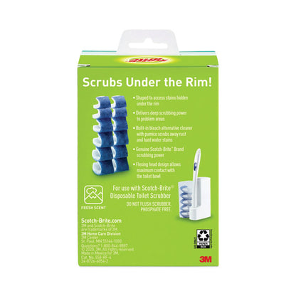 Disposable Toilet Scrubber Refill, Blue/White, 10/Pack