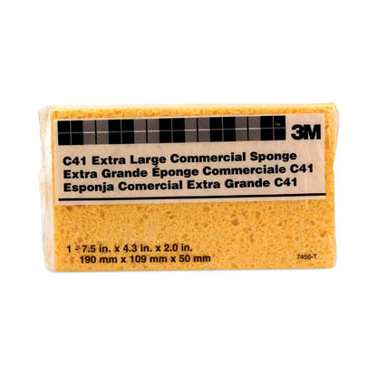 C41 Extra Large Commercial Sponge, 7.5 x 4.3, 2" Thick, Yellow, 24/Carton