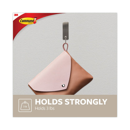 Medium Indoor Decorative Hooks, Metal, Brushed Nickel, Supports 3 lb, 2/Pack