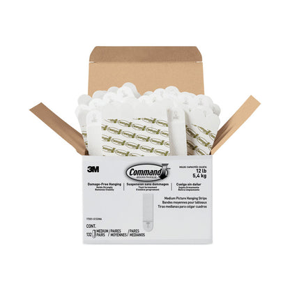Damage-Free Hanging Picture Hanging Strip Pairs, Holds Up to 2.5 lb, Medium: 0.75" x 2.75", White, 132/Pack