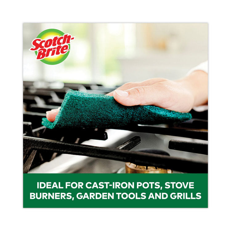 Heavy-Duty Scouring Pad, 3.8 x 6, Green, 10/Carton