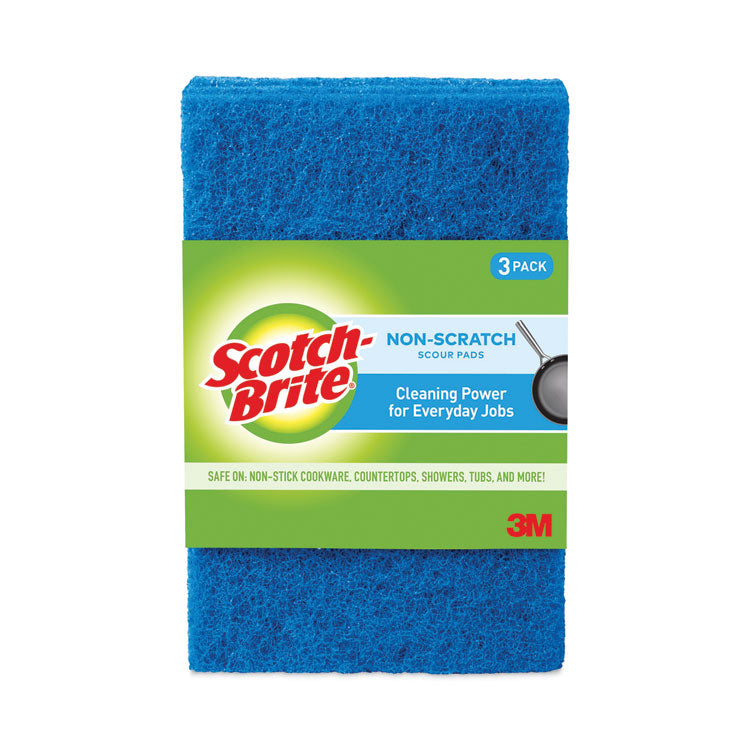 Non-Scratch Scour Pads, 3 x 6, Blue, 10/Carton