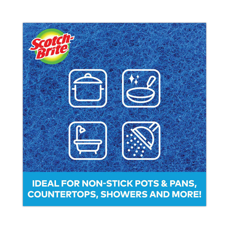 Non-Scratch Scour Pads, 3 x 6, Blue, 10/Carton
