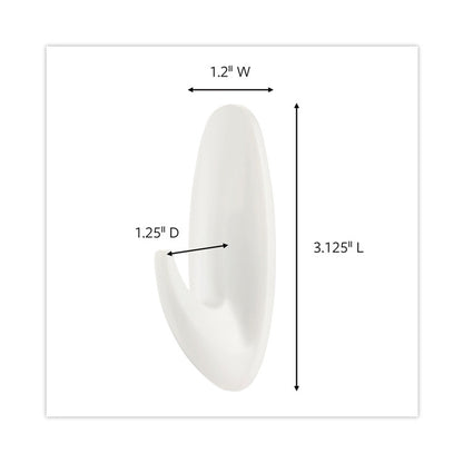 Designer Hooks, Medium, Plastic, White, 3 lb Capacity, 6 Hooks and 12 Strips/Pack