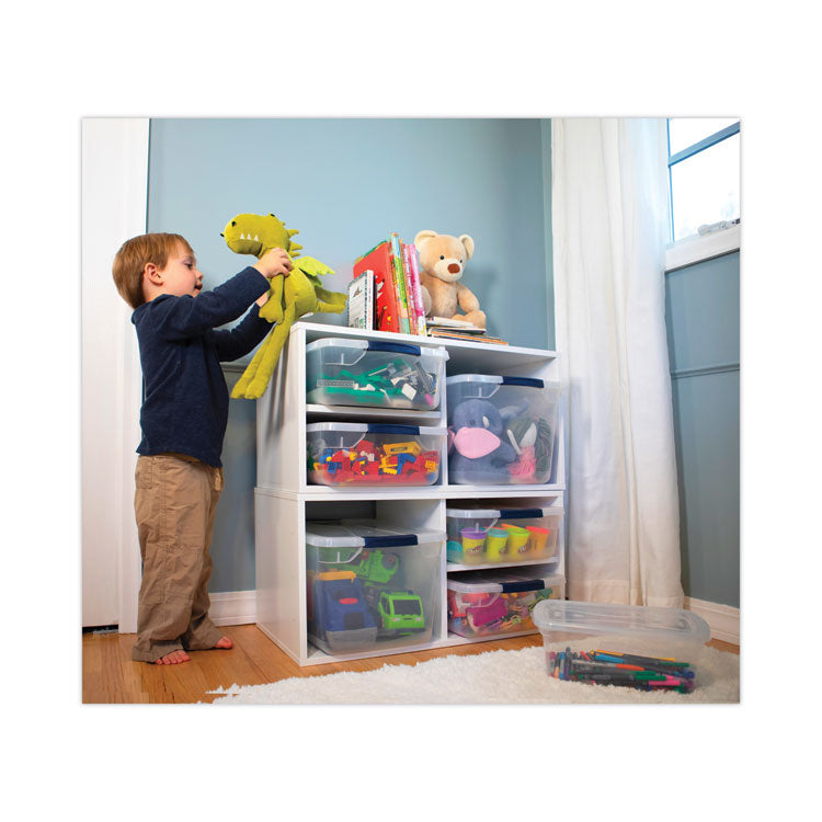 Clever Store Basic Latch-Lid Container, 7.5 gal, 13.37" x 18.75" x 10.5", Clear