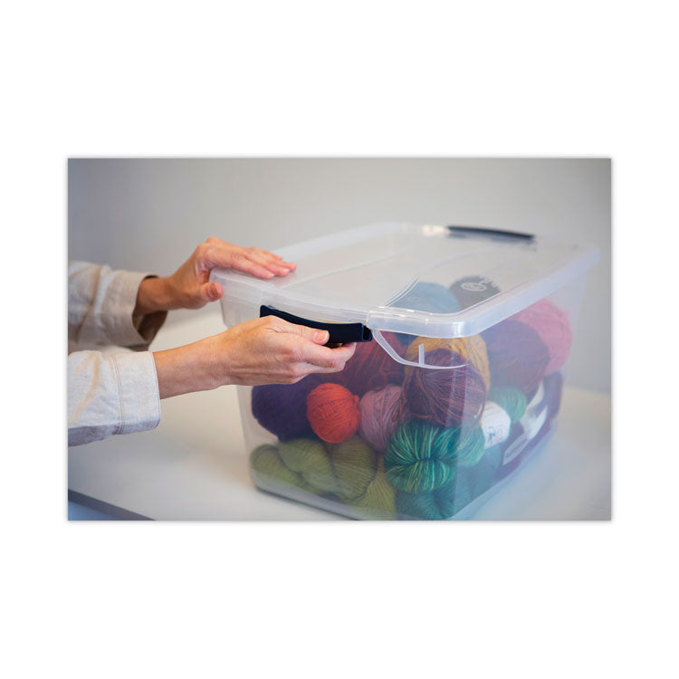 Clever Store Basic Latch-Lid Container, 7.5 gal, 13.37" x 18.75" x 10.5", Clear