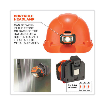 Skullerz 8970LED Class E Hard Hat Cap Style with LED Light, 4-Point Standard Ratchet, One Size Fits Most (6.5 to 8), Orange
