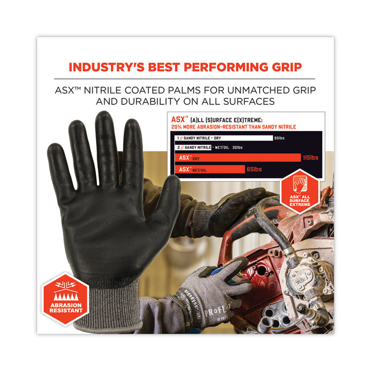 ProFlex 7072 ANSI A7 Nitrile-Coated CR Gloves, EN388: 4X44F, 9" Long, 2X-Large, Gray, 12 Pairs