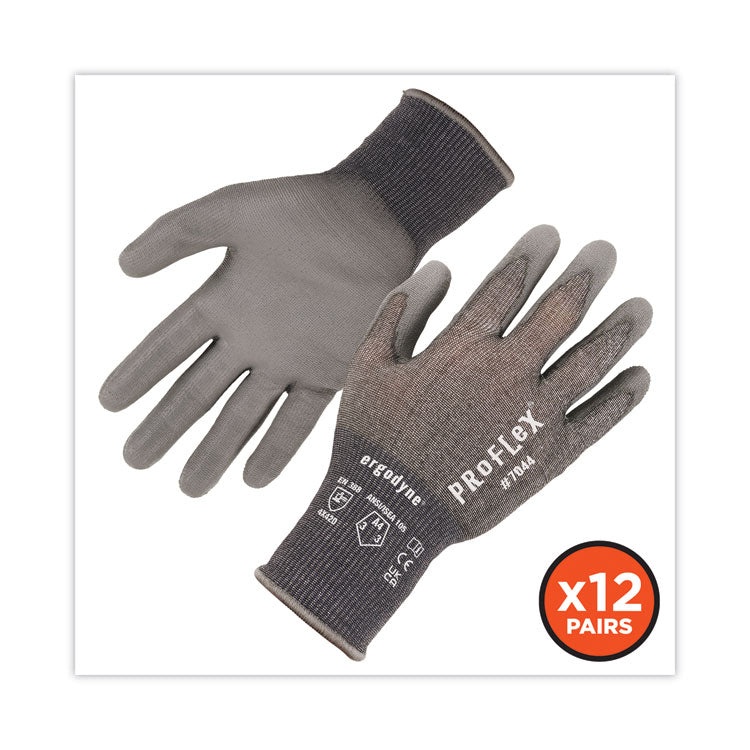 ProFlex 7044 ANSI A4 PU Coated CR Gloves, EN388: 4X42D, 9" Long, Medium, Gray, 12 Pairs