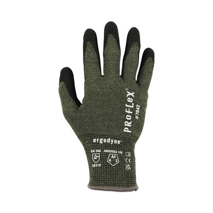 ProFlex 7042 ANSI A4 Nitrile-Coated CR Gloves, EN388: 4X41D, 9" Long, Medium, Green, Pair