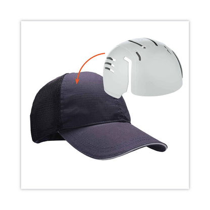 Skullerz 8946 Baseball Cap with Bump Cap Insert, Front Brim, One Size Fits Most, 0.01" Insert, Navy